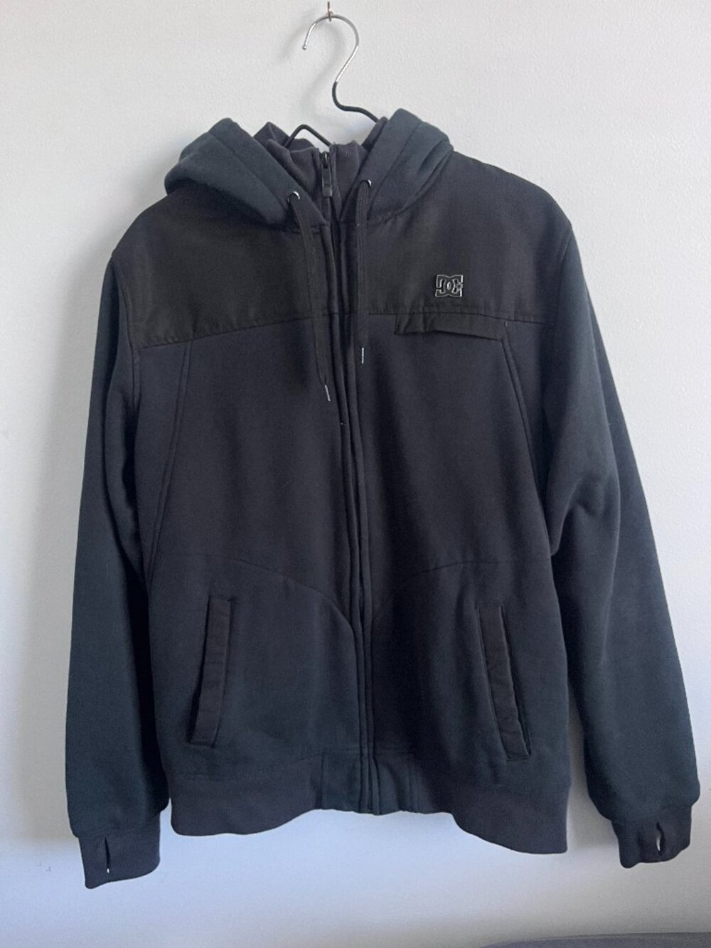 DC Shoes Black Hooded Full Zip Jacket Men’s Large